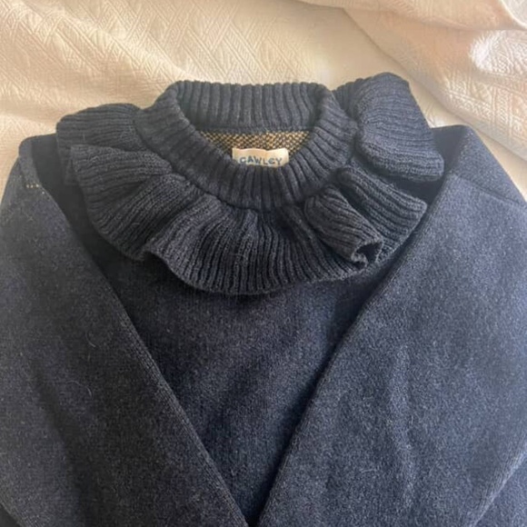 CAWLEY STUDIO Lambswool Ruffle Jumper in Navy, Small, New Condition - Picture 8 of 12